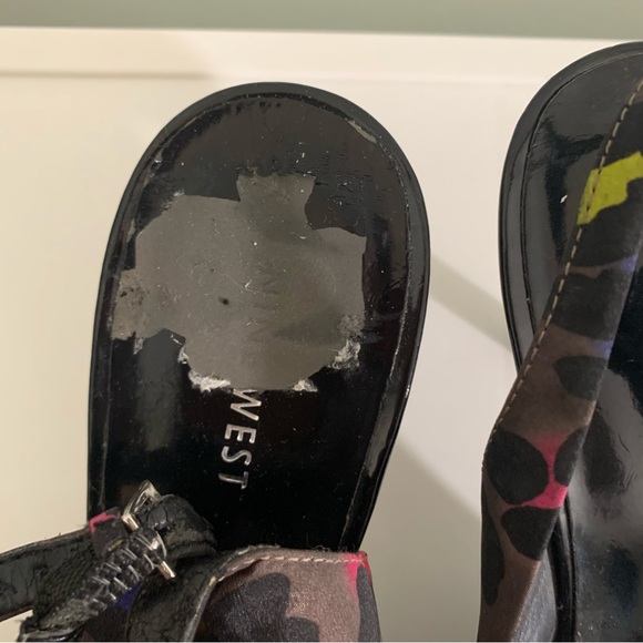 Nine West women’s multicolor animal print platform 4 inch heel size 10 - Picture 3 of 7